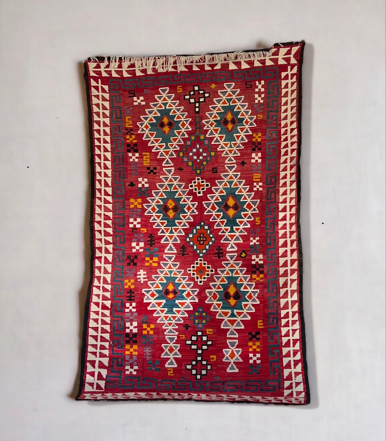 Tapis Kilim rouge Ancien